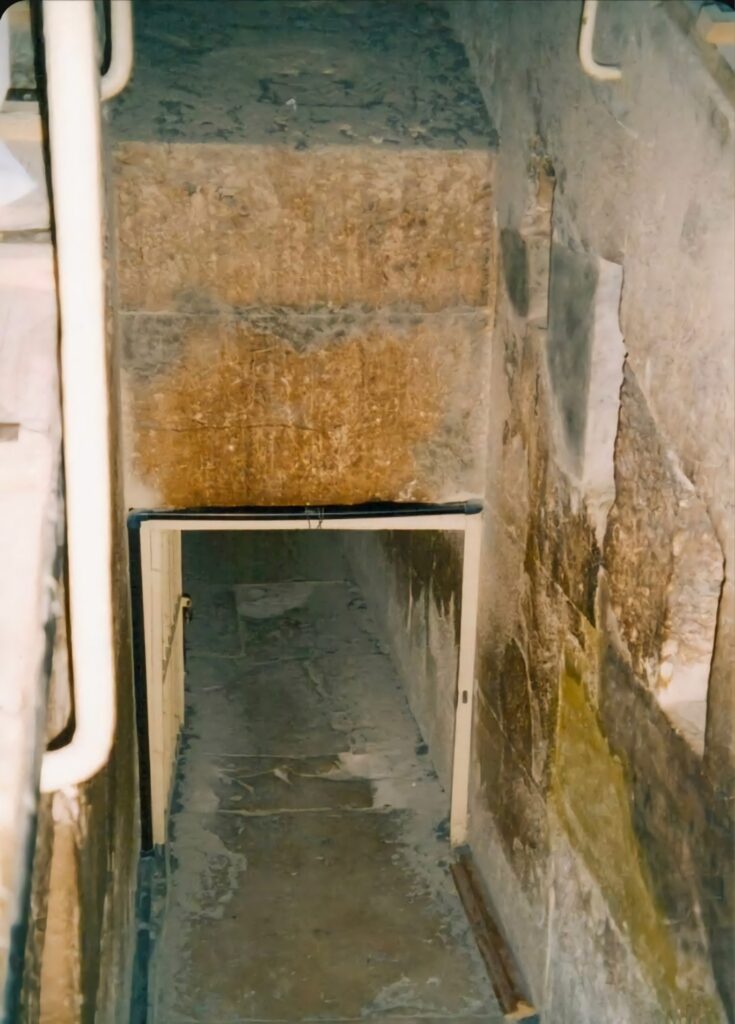 Forbidden chamber beneath the Great Pyramid of Giza, sealed for millennia and potentially holding ancient Egyptian mysteries.