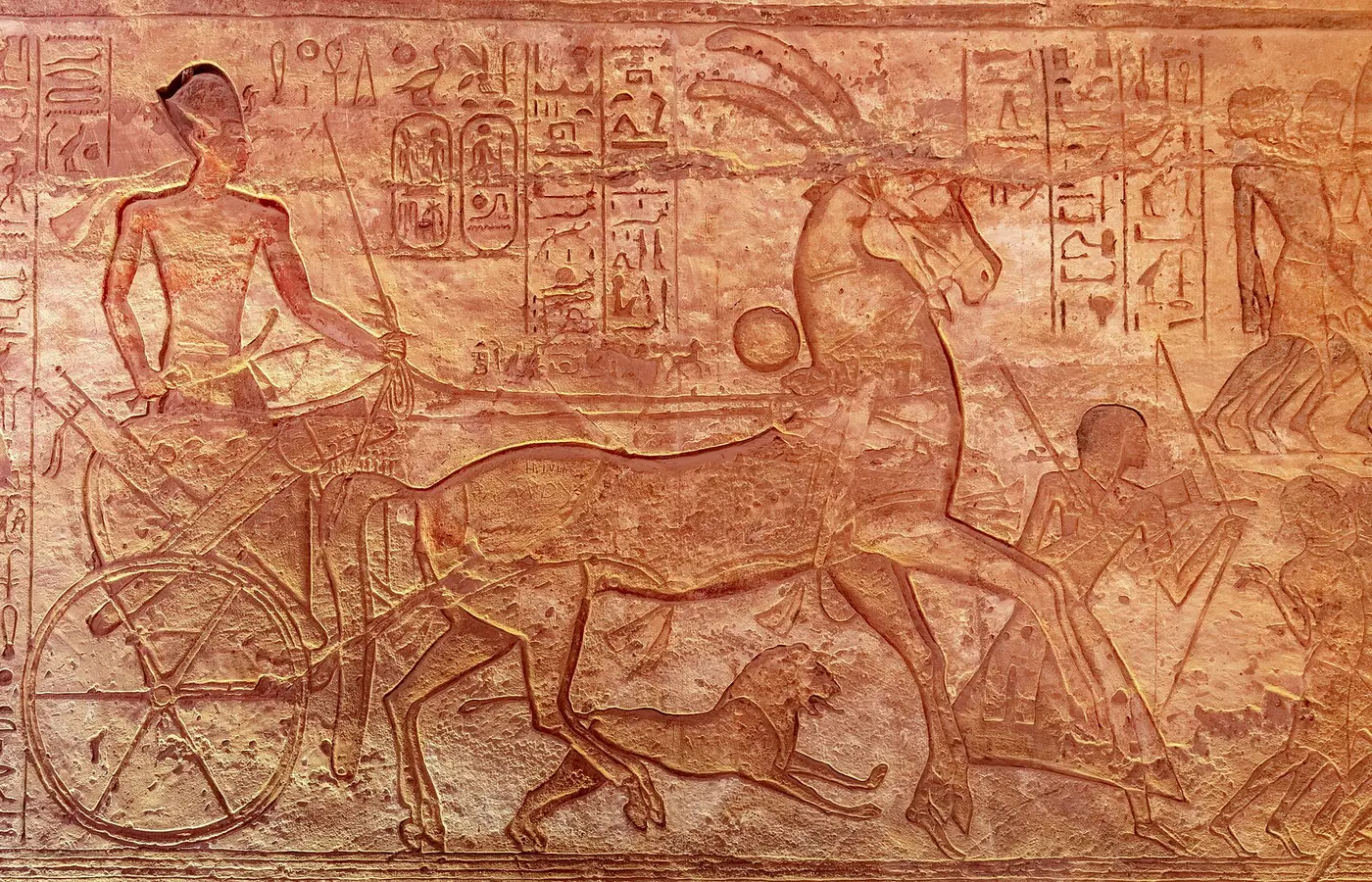Ramesses II charging in the Battle of Kadesh relief