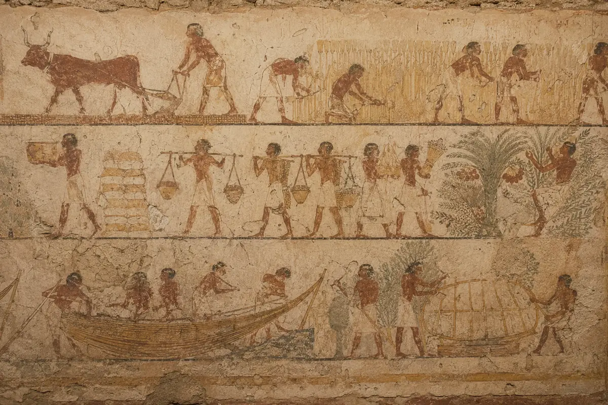 Beni Hassan Tombs agriculture and boat-building scenes