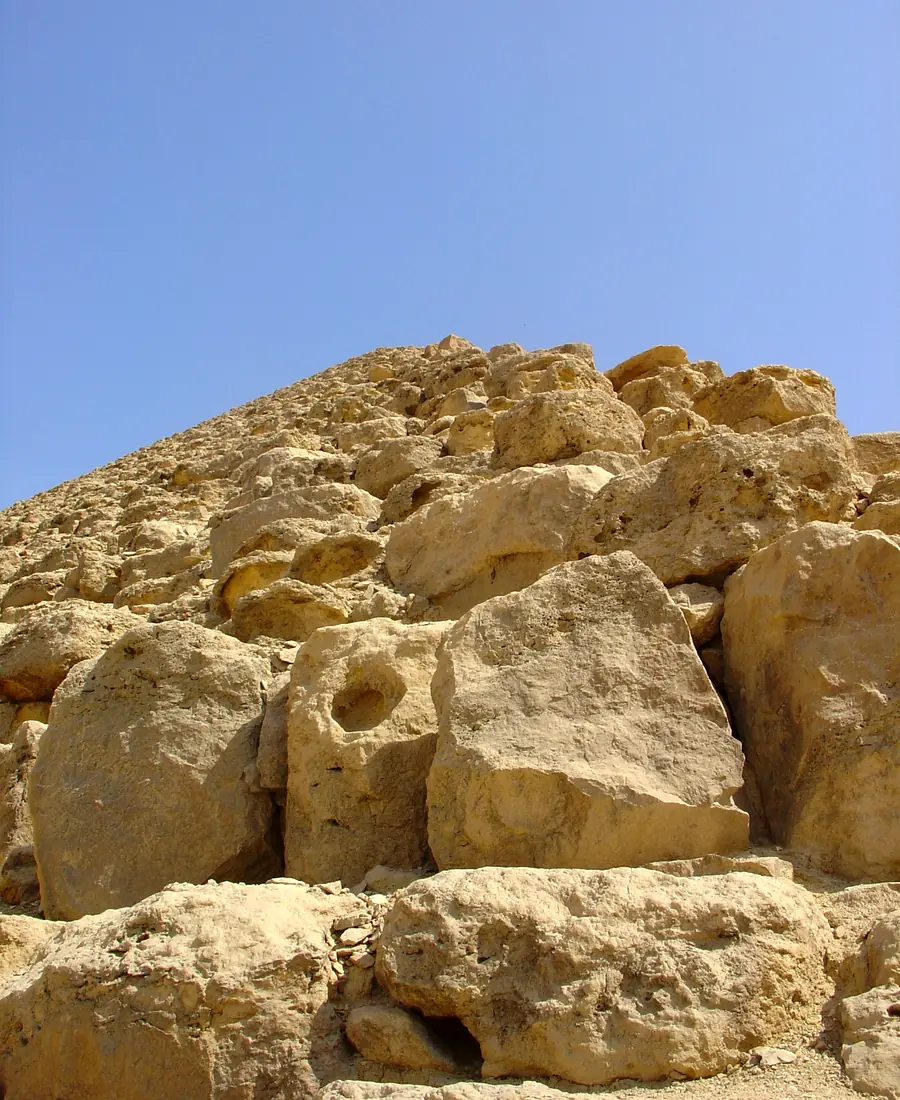 Exposed core blocks and surviving outer casing