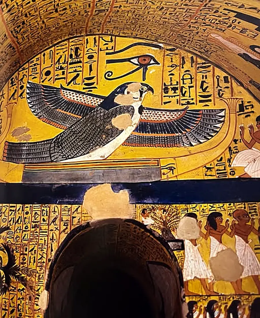Winged protective goddess painted inside a Deir el-Medina workers tomb