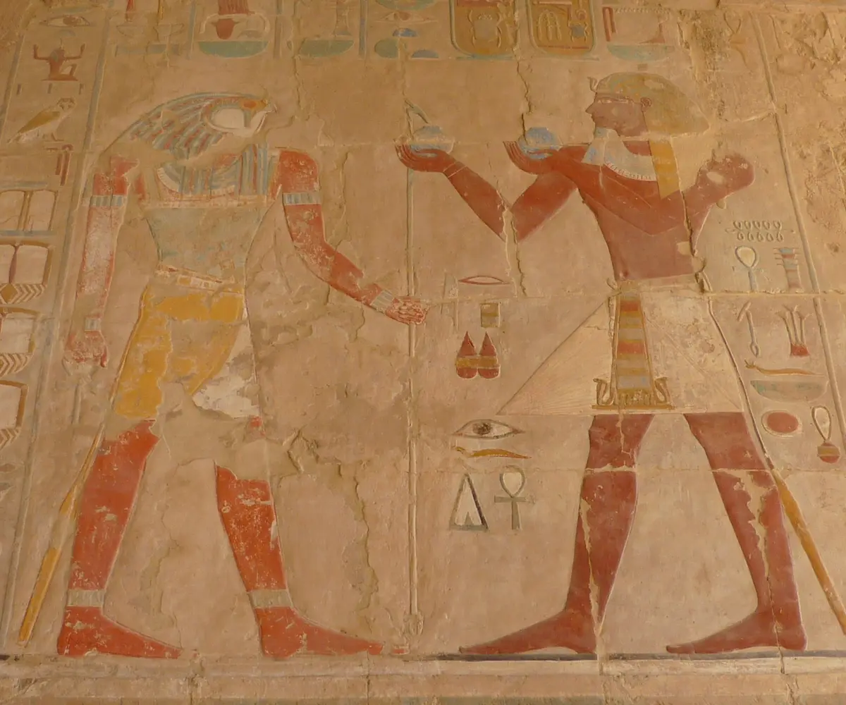 Painted offering relief in the Chapel of Anubis