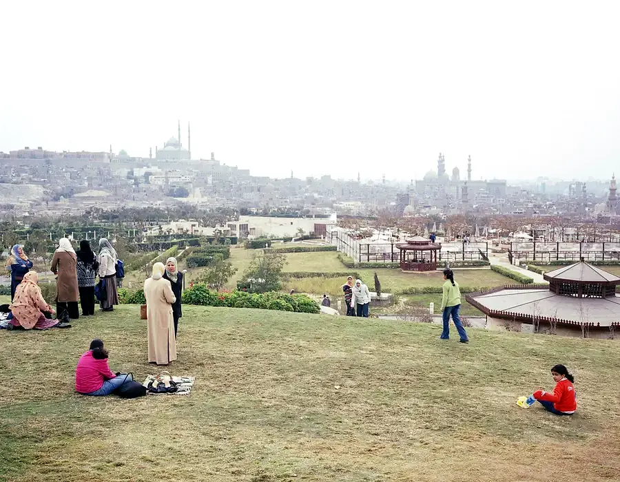 Al-Azhar Park and Cairo historical sites skyline