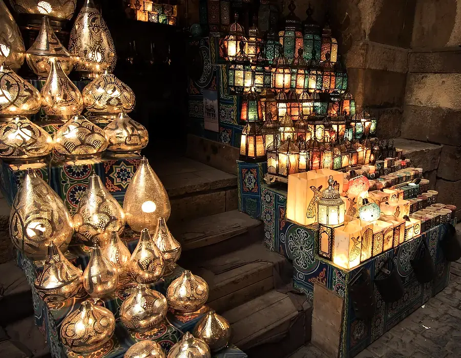 Lantern shops inside Khan El Khalili Bazaar