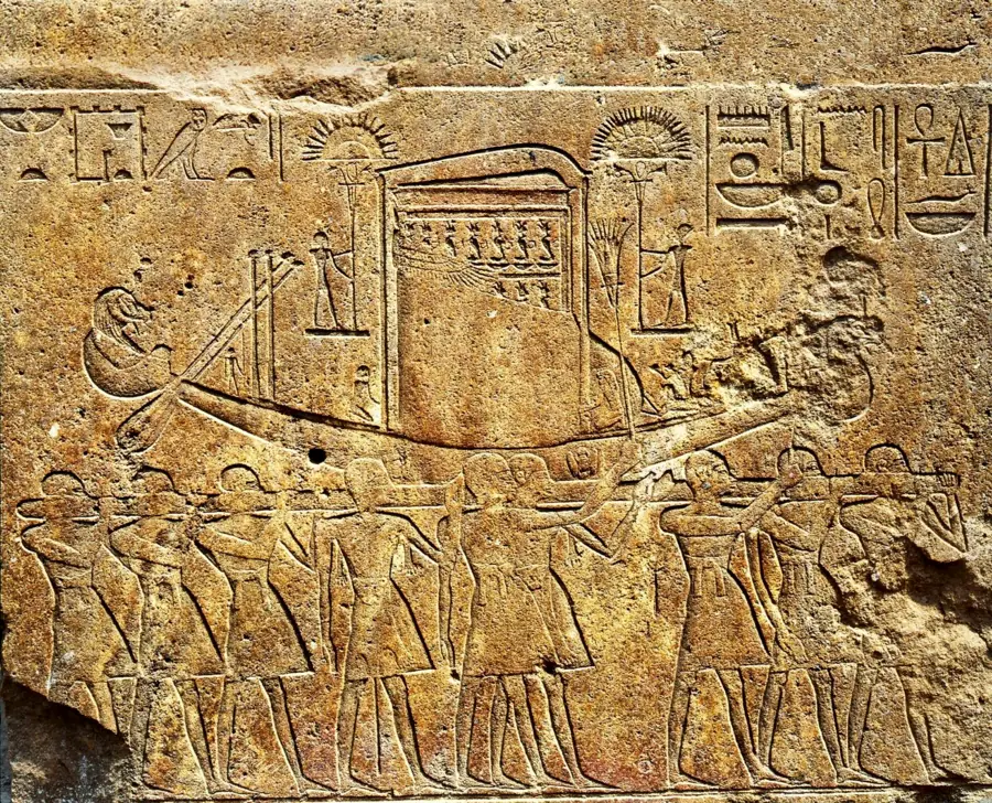 Sacred barque procession connected with the Opet Festival at Karnak Temple in Luxor