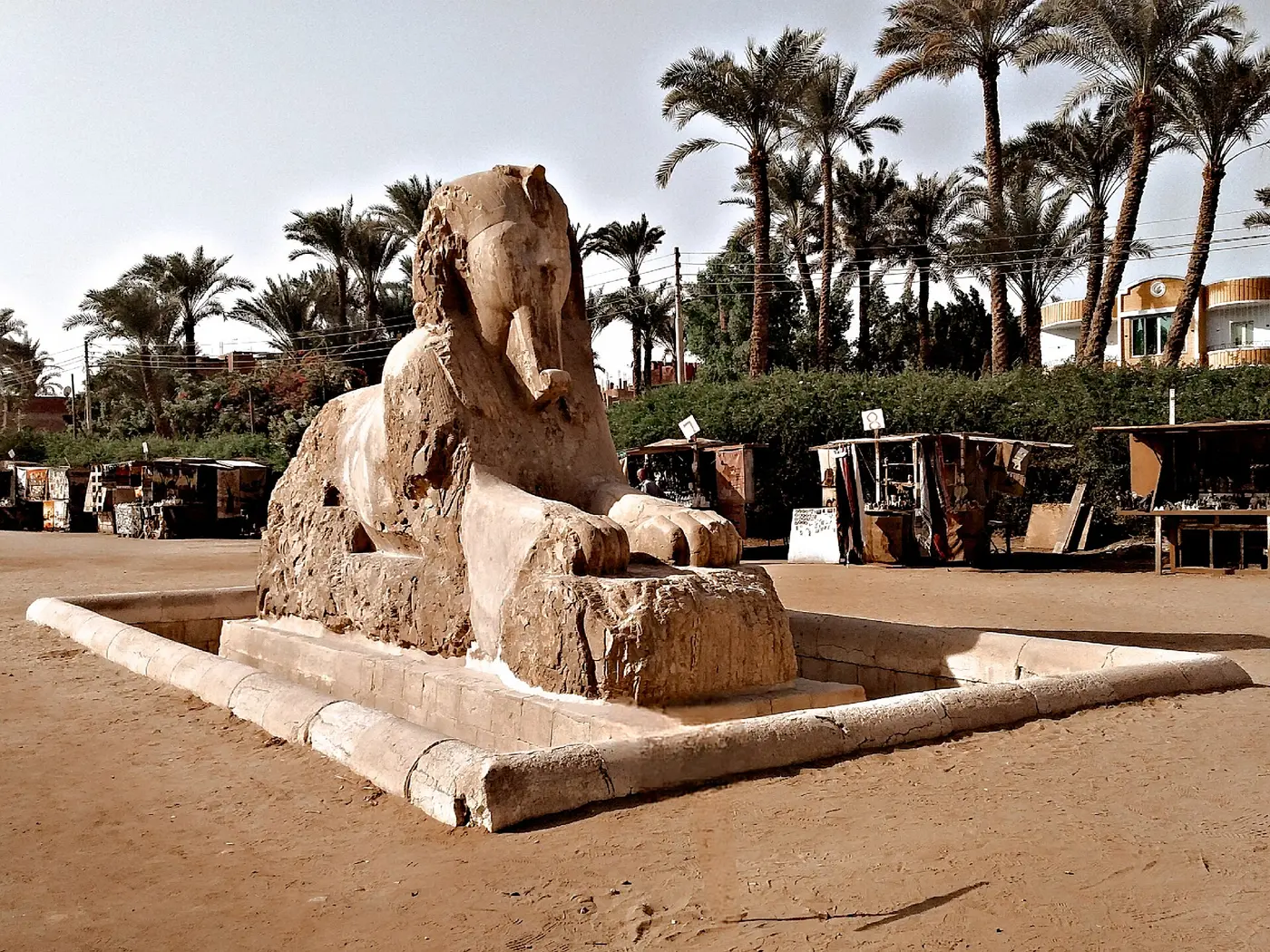 Alabaster sphinx in the Memphis open-air museum