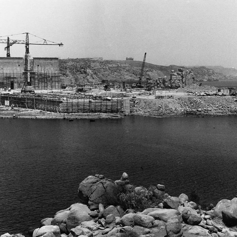 Historic reconstruction work on Agilkia Island
