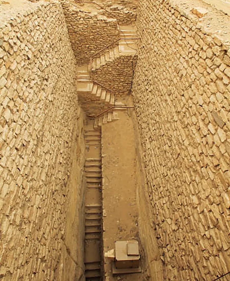 Deep burial shaft at Saqqara Necropolis