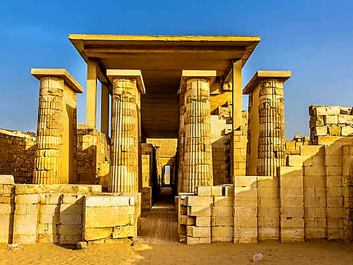 Ceremonial limestone columns in Djoser’s Saqqara complex