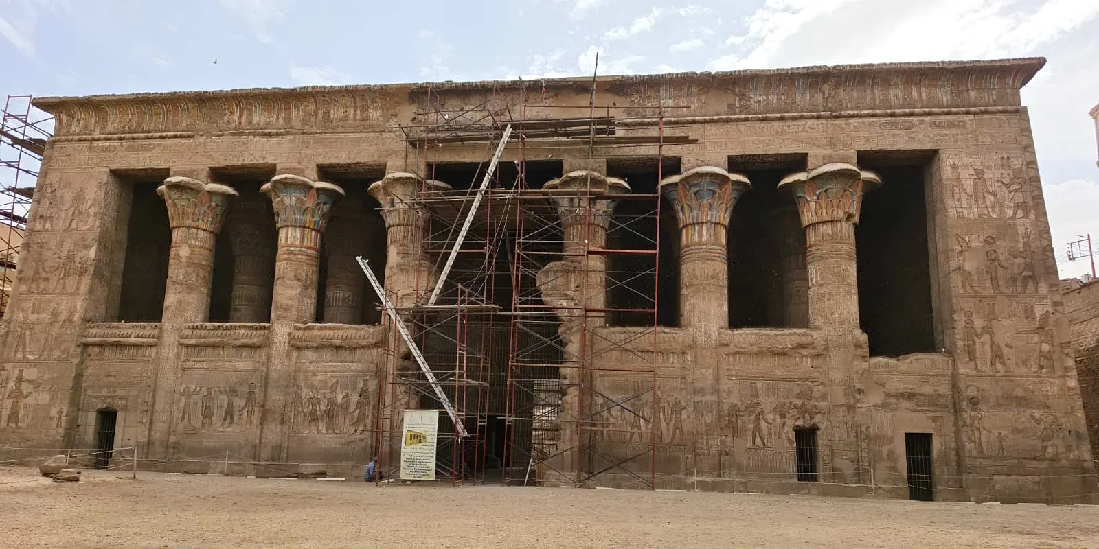 Restoration work on the pronaos of the Temple of Esna
