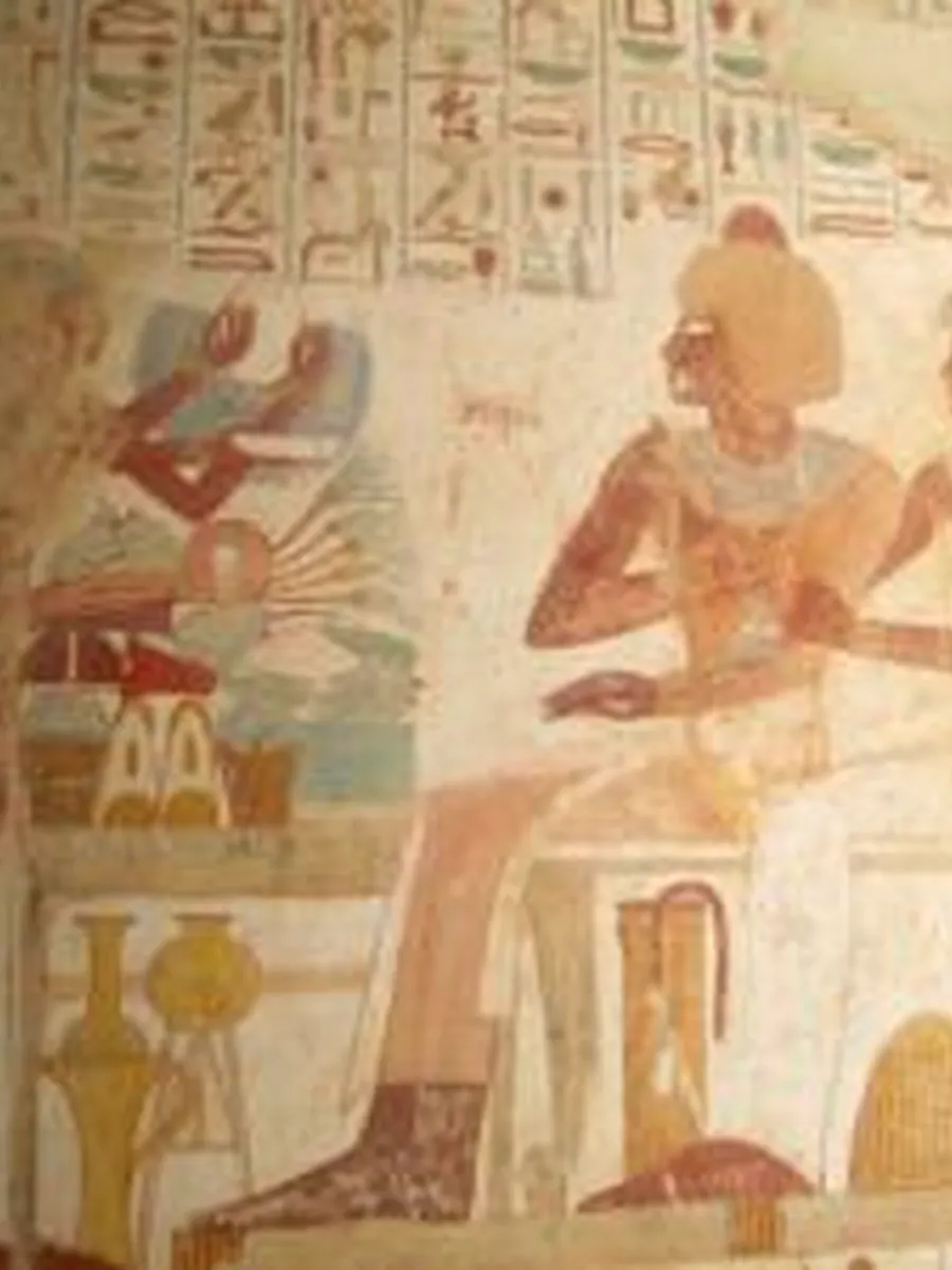 Seated ancient Egyptian official painted inside a private tomb