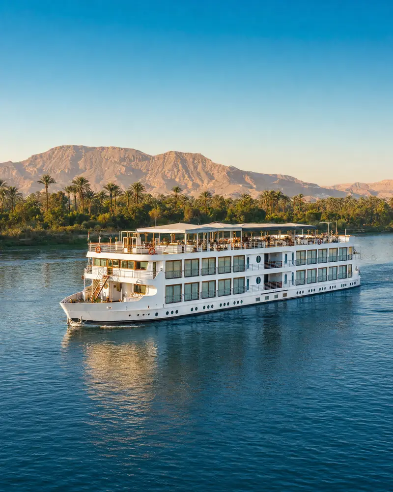 Egypt Nile Cruise ship sailing between Luxor and Aswan
